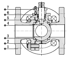電動(dòng)三通球閥結(jié)構(gòu)示意圖